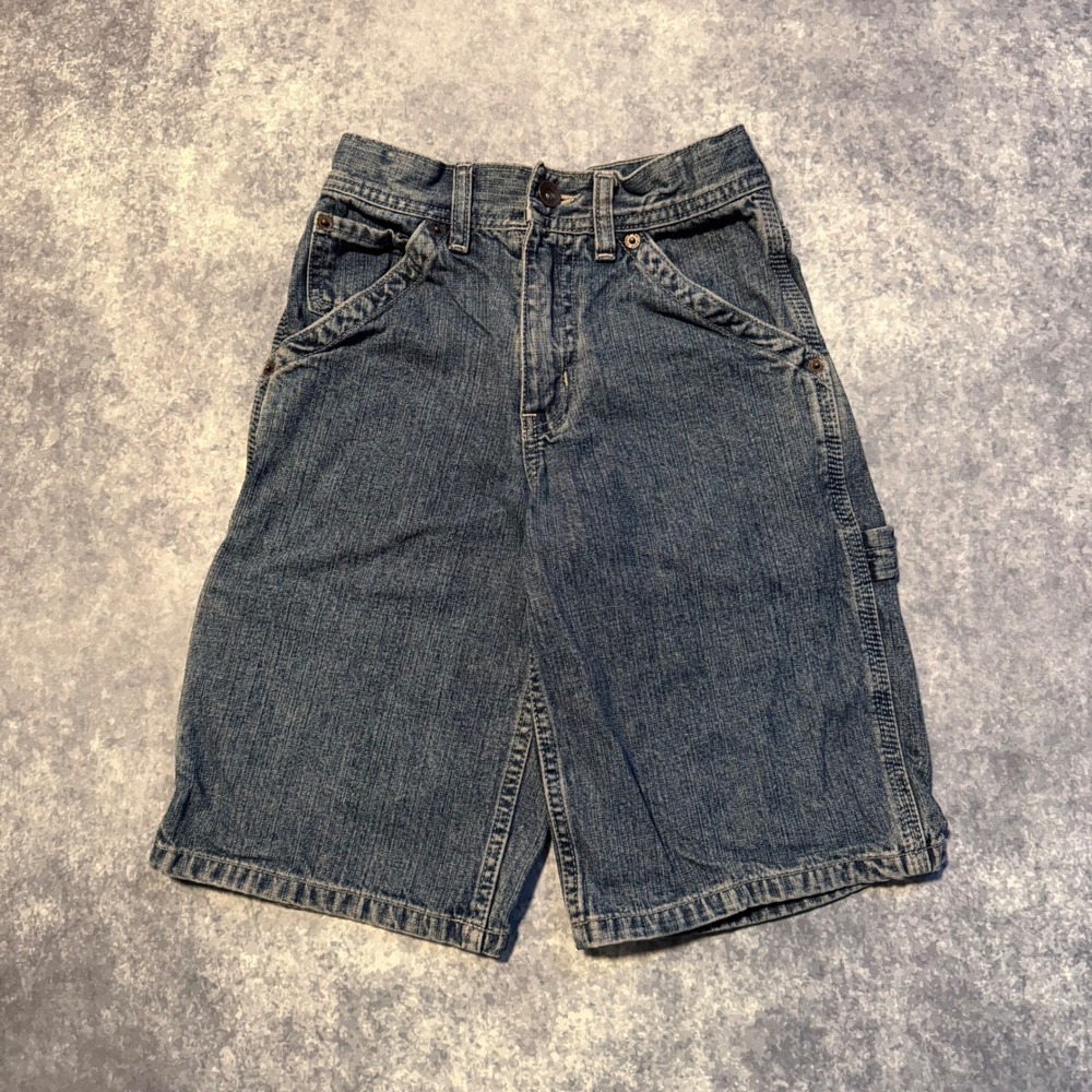 Y2K Urban Pipeline Boys Blue Denim Baggy Carpenter Shorts 8 Adjustable‎ Waist